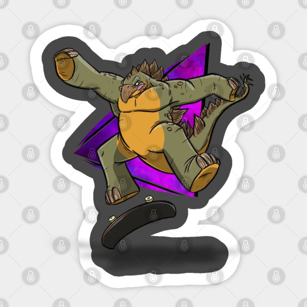 Kick flip dino Sticker by Artbylukus